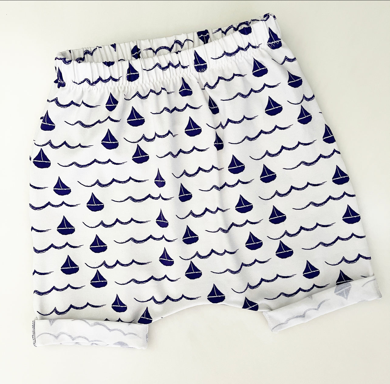 White Sailboats Harem Shorts 12-18 Months