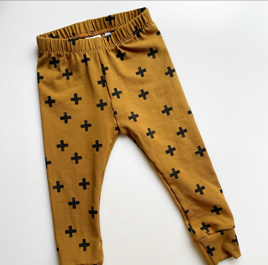 Mustard Cross Leggings 12-18 Months