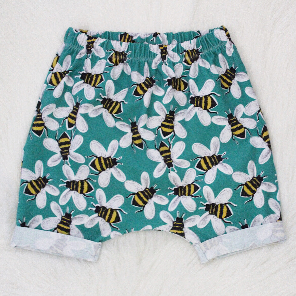 Turquoise Buzzy Bees Shorts