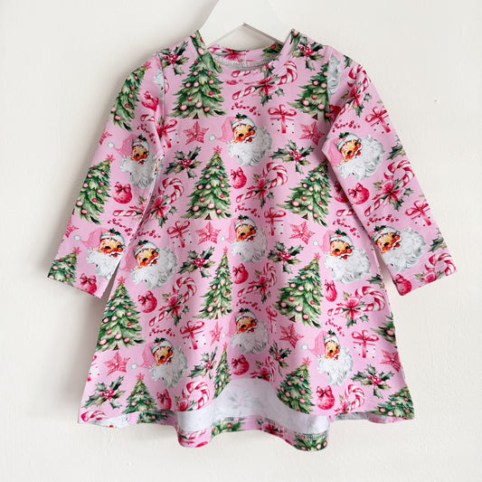 Pink Santa T-Shirt Dress 2-3 Years