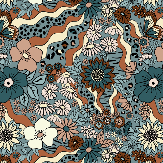 Vintage Floral Polo Neck T-Shirt