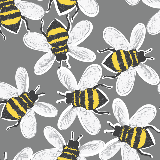 Grey Buzzy Bees Circle Skirt