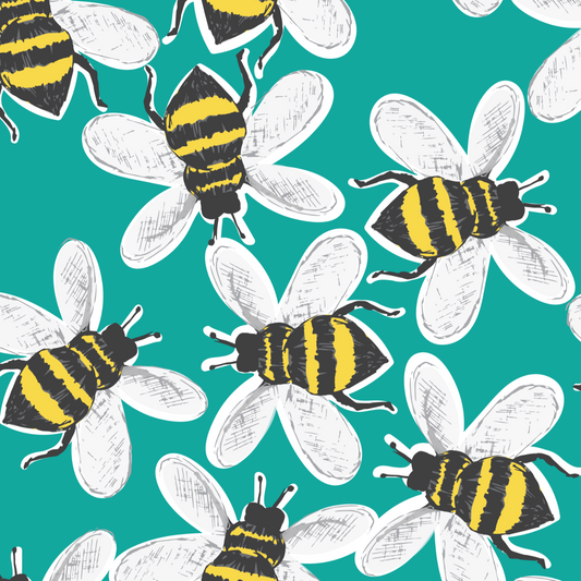 Turquoise Buzzy Bees Circle Skirt