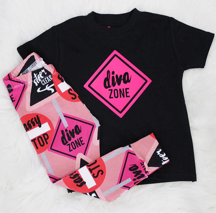 Diva Zone Printed Short Sleeved T-Shirt 1-2 Years Black