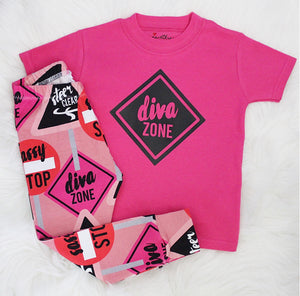 Diva Zone Printed Short Sleeved T-Shirt 1-2 Years Pink