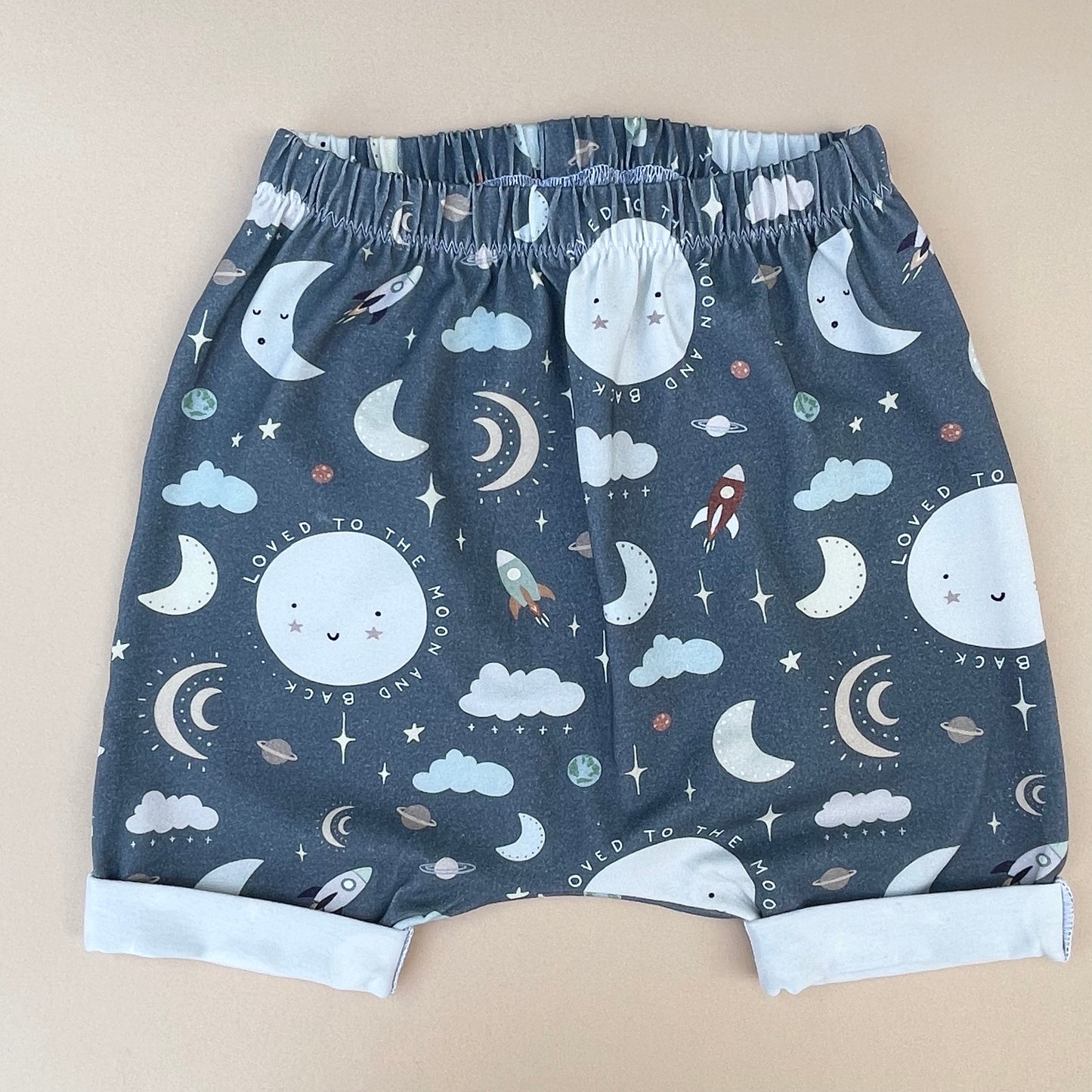 Loved To The Moon And Back Harem Shorts 18-24 Months