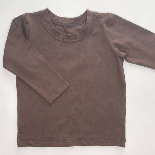 Plain Chocolate Long Sleeved Crew Neck T-Shirt 9-12 Months