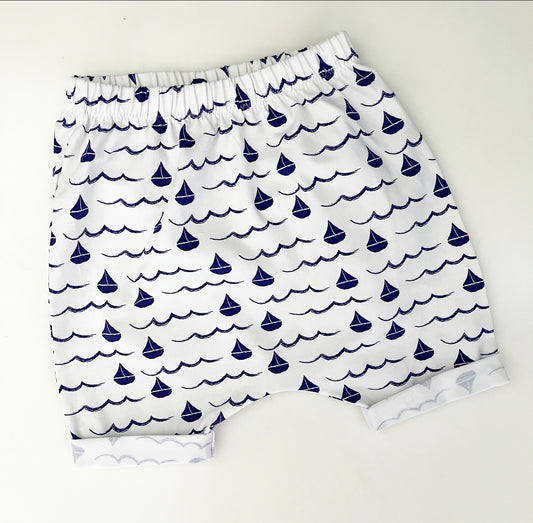 White Sailboats Harem Shorts 18-24 Months