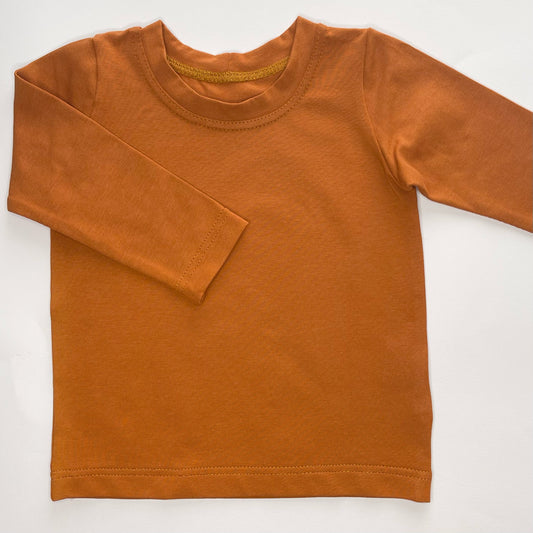 Plain Rust Long Sleeved Crew Neck T-Shirt 9-12 Months